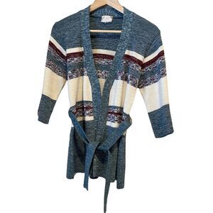 Vintage Hand Loomed Hand Full Fashioned Striped Sweater Cardigan Size Medium